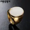 R0021-HK03 Anillo Retro Elegante de Acero de Titanio con Gema para Hombres y Mujeres Anillo de Joyería Simple de Moda Retro Anillo