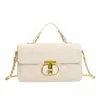 Bolso de Hombro de Color Sólido de Moda con Hebilla de Candado, Bolso de Mujer Acolchado Bordado de Color Sólido, Bolso de Mano Retro a la Moda, Bolso Cruzado de Nicho
