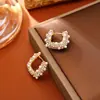 Pendientes Geométricos Cuadrados de Perlas de Moda, Gama Alta, Pequeños, Exquisitos y Dulces Pendientes Elegantes, Pendientes de Estilo Hada Suave