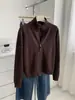 Cardigã de malha simples e casual com zíper duplo, estilo coreano, para mulheres, nova jaqueta de top com gola alta espessa para outono e inverno