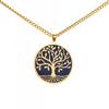 Collar de Moda Estilo Europeo y Americano Transfronterizo Corte Redondo de Marca Árbol Redondo Marcado Colgante de Árbol Grande Acero Inoxidable Collar para Hombre y Mujer