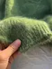 Suéter de Punto Verde con Cuello en V Estilo Coreano para Mujer, Engrosado para Otoño e Invierno, Estilo Perezoso, Suéter Holgado y Suave, Top Único y Súper Elegante