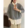 Dongdaemun Coreano 2025 Outono e Inverno Moda Estilo Coreano Blusa de Tricô Solta Camisa Conjunto de Duas Peças para Mulheres