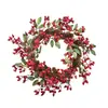 Guirnalda artificial de bayas navideñas con frutos rojos, ramas secas y piñas para decoración de puertas, fiestas navideñas, escaparates y adornos de pared