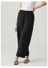 Pantalones Cropped Rectos de Pierna Ancha para Mujer, Verano 2026, Frescos al Tacto, Cintura con Volantes, Sueltos, Casuales, Delgados, para Personas Petites