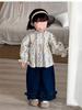 Traje de dos piezas estilo coreano para niña 2025 Otoño Nuevo Camisa de manga larga Jeans Niña Moda Traje de dos piezas