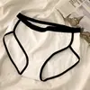 Ropa interior deportiva para niña simple de tiro medio algodón japonés blanco y negro entrepierna braguita de triángulo para mujer envío directo levantamiento de cadera