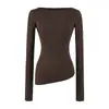 Camiseta de cuello barco ajustada irregular Falda midi ajustada al cuerpo Conjunto de Lyocell para mujer Capa base de primavera y otoño Falda midi