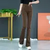 Nuevos Jeans Acampanados de Cintura Alta para Mujer Primavera y Verano, Pantalones Casuales Ajustados Elásticos con Forro Polar