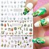 Nuevas pegatinas de uñas transfronterizas con diseño de flores y plantas, primavera y verano, hierba y madera, pegatinas de uñas con marca de agua fresca, venta al por mayor