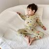 Pijamas Infantis para Meninos e Meninas 2023 Primavera Desenho Animado Lã Pull-Up Roupa de Casa Bebê Algodão Roupas de Outono e Conjuntos de Calças Moderno