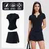 Top de Fitness Ajustado de Verano para Mujer Estilo Hot Girl Transfronterizo Camiseta de Manga Corta para Correr de Secado Rápido Conjunto Deportivo Elástico Estilo Delgado