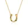 Collar de Herradura de Vaquero Occidental de Oro de 18 Quilates Colgante de Circonita Incrustada en Cobre Cadena para Clavícula de Acero Inoxidable Accesorios Transfronterizos Europeos y Americanos