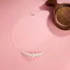 Exquisito Collar de Cadena para Clavícula con Perlas de Vidrio Swarovski Imitación Perla Hilo de Pescar Invisible para Mujer, Múltiples Perlas Individuales, Sencillo y Versátil