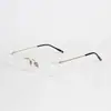 7113 Gafas sin Marco Cuadradas para Hombre de Negocios, Armazón Grande, Ultra-Ligeras, Titanio Puro, Patillas Delgadas, Disponibles con Graduación, Gafas de Negocios para Hombre