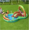 Intex Flamingo Arcoíris Piscina Familiar Fuente de Agua con Tobogán Piscina de Chapoteo de Dibujos Animados Piscina Inflable de Bolas Oceánicas
