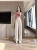 Calça Wide Leg Ice Silk Wide Leg Feminina Verão Fina 2024 Nova Dosagem Casual Loose Versão Estreita Calça Protetora Solar Fresca Reta