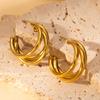 Aretes de Aro Transfronterizos, Aretes de Tuerca Irregulares, Aretes de Acero Inoxidable, Aretes de Acero de Titanio, Aretes de Aro Multicapa, Aretes para Mujer