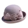 Rongmei 2026 Nuevo Sombrero Clásico Hepburn Transfronterizo con Ala Curva, Sombrero de Mezcla de Seda y Lana, Elegante Sombrero de Estilo Francés