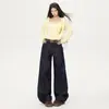 Naranja Infantil # Color Original Temperamento Moda Jeans de Pierna Ancha para Mujer, Diseño Holgado Adelgazante, Pantalones Versátiles de Moda hasta el Suelo