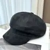 Sombrero Octagonal Retro de Ante para Otoño e Invierno para Mujer con Ala Ancha Adelgazante para la Cara Versátil Gorra Plana Estilo Pintor Británico Boina