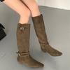 Botas de Punta Cuadrada para Mujer Otoño e Invierno 2025 Nuevas Botas de Mujer Botas Vaqueras Botas Largas Botas Planas Botas de Caballero Botas Ajustadas