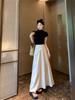 Moda Talla Grande Falda Línea A de Cintura Alta para Mujeres Ligeramente Rellenitas, Falda Línea A para Mujer Versión Extendida, Cubre Caderas para Principios de Verano