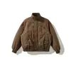 ORIGTEEN Jaqueta de Algodão Gola Alta Estilo Retrô Americano Roupa de Inverno Masculina Lavada Vintage Espessa com Pelúcia Roupas de Algodão MY9021