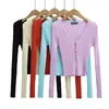 Cárdigan de Punto para Mujer, Estilo Puro Deseo, Chica Picante, Hueco, de un Solo Botón, Manga Larga, Ajuste Delgado, Cuello en V Profundo, Chaqueta Ribeteada Sexy para Primavera