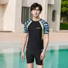 Tamanho Grande Casal Coreia do Sul Roupa de Mergulho Feminina Manga Meia Maiô de Água-viva Dividido Proteção Solar Modelagem Justa Roupa de Snorkel Maiô