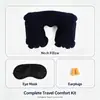 Flocado de pvc almohada inflable en forma de U almohada en forma de U viaje al aire libre viaje de tres piezas camping antifaz para ojos tapón para oídos