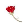 Broche de rosas europeu e americano, elegante e sofisticado, flor vermelha com gotas de óleo, acessórios de corpete de pérolas de alta qualidade