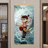 Pequeno Nezha Naohai Ao Bing Ao Guang Rei Dragão das Quatro Mares Papel de Parede Envolvente Pintura de Parede Sala de Estar Entrada Caixa de Relógio Pintura Decorativa