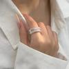 Anillo Lineal Estilo Minimalista Fresco para Mujer, Personalidad de Moda Irregular Versátil Borde Ancho Nuevo Anillo Abierto para Dedo Índice