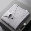 Cardigan de Lã Masculino com Decote V para Primavera e Outono, Casaco de Tricô, Suéter de Caxemira Solto de Manga Comprida, Tamanho Grande para Jovens, Comprimento Médio
