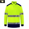 En Stock Ligera Manga Larga Verde Fluorescente Alta Visibilidad Reflectante Polo Secado Rápido Camisa Logística de Construcción Ropa de Trabajo Camiseta Uniforme de Trabajo para Hombre