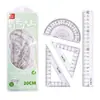 Juego de Reglas Engrosado 20cm Juego de Cuatro Piezas Regla Recta Regla Triangular Protección Ocular Alta Transparencia Regla de Escala Grande para Uso en Exámenes Estudiantes