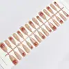 Uña Postiza Blanca Almendra Ojo de Gato Lunar Color Sólido Destello Gota Uña Postiza Prefabricada 30 Piezas Tamaño Completo Tira Desnuda