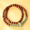 Pulsera de sándalo de un solo bucle para hombres y mujeres, accesorios de jade Hetian, pulsera de cuentas budistas, nueva joyería de lujo ligero estilo chino