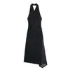 Atacado de Moda Feminina Transfronteiriça 2025 Outono Inicial Novo Estilo Europeu e Americano Elegante Versátil Renda Veludo Vestido Midi