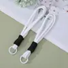 Lanyard para teléfono macaron de doble capa con bloques de color, cuerda tejida de color dopamina, accesorio para llaves y teléfono, correa de muñeca anticaída
