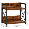 Em Estoque Combinação de Ferro Forjado e Madeira Rack de Armazenamento de Camada Dupla de Ferro Forjado Rack de Armazenamento de Mesa Organizador Rack de Armazenamento Multifuncional Organização de Mesa
