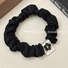 Cuerda para el cabello con cara sonriente de moda de estilo coreano, anillo de aleación simple con forma de oso para el intestino delgado, cuerda para el cabello de alta elasticidad, anillo para el cabello con temperamento de flor negra