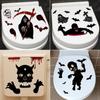 Nuevas pegatinas de pared navideñas con huellas de sangre y cara de Halloween transfronterizas para inodoro, pegatinas de pared creativas para inodoro.