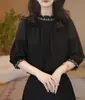 Camisa de Manga Corta Bicolor con Acabado de Lujo, Nuevo Estilo Europeo de Verano, Única y Elegante, Top Casual de Manga Media para Mujer