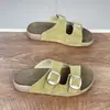 Sandalias de Deslizamiento con Hebilla Estilo Birkenstock para Mujer, Verano 2026, Suela Suave Mate, Zapatos Planos Casuales para Exteriores de Punta Abierta Antideslizantes