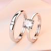 Anel de Casal Transfronteiriço Um Par de Anel de Abertura com Zircônia de Coroa Anel de Diamante de Simulação de Casamento Moda Simples Temperamento para Homens e Mulheres
