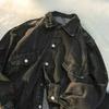 Chaqueta Corta de Algodón con Parches de Mezclilla Negra Estilo Americano y Cuello de Piel para Mujer, Invierno 2026, Abrigo Grueso Acolchado Holgado, Moderno
