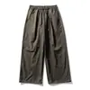 Pantalones Largos de Pierna Ancha Versátiles Rumen Meng Marca Japonesa Retro de Moda para Hombres y Mujeres Otoño Sueltos Ropa de Trabajo Caída Rectos Casuales Largos