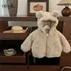 O Ursinho Ningli Aparece! Roupa Infantil Coreana para Meninas, Suéter de Pelúcia Acolchoado Espesso com Capuz, Jaqueta Estilosa Transfronteiriça